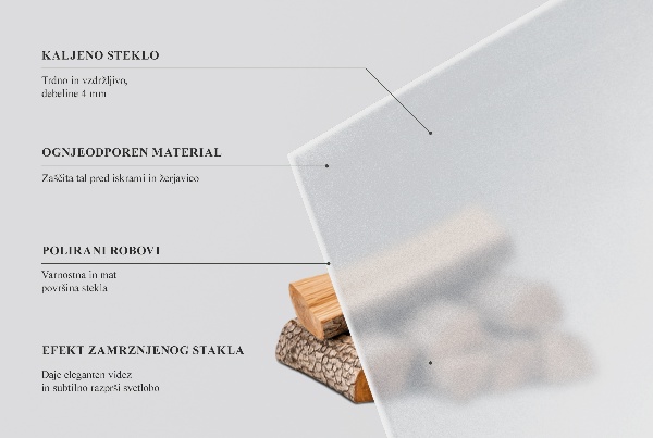 Halfovale vloerplaat voor kachel Halftransparant optisch effect