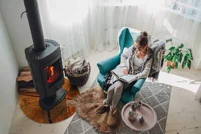 Szyba pod kominek Słoje drewna w przekroju