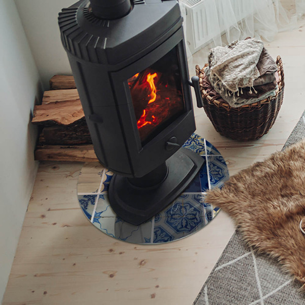 Szyba pod kominek Wzory ceramicznych płytek