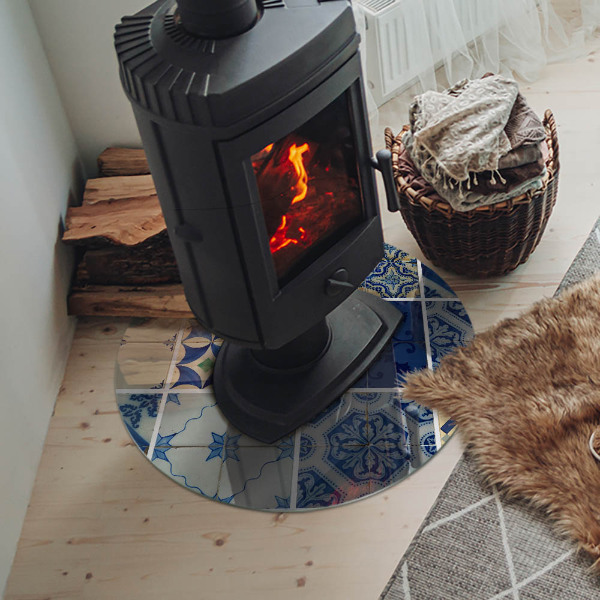 Szyba pod kominek Wzory ceramicznych płytek