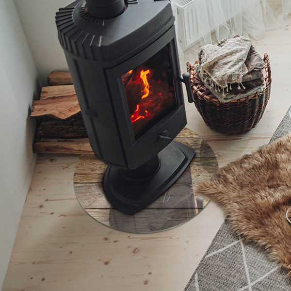 Vloerplaat voor kachel Houten plank in de lay-out