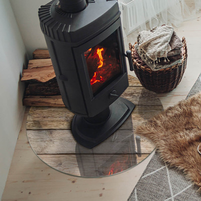 Vloerplaat voor kachel Houten plank in de lay-out