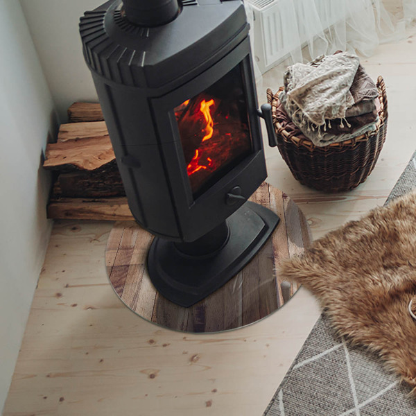 Onderplaat kachel Houten plank in de lay-out