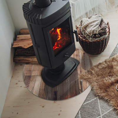 Onderplaat kachel Houten plank in de lay-out