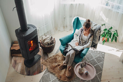 Szkło pod kominek Deska drewniana w układzie