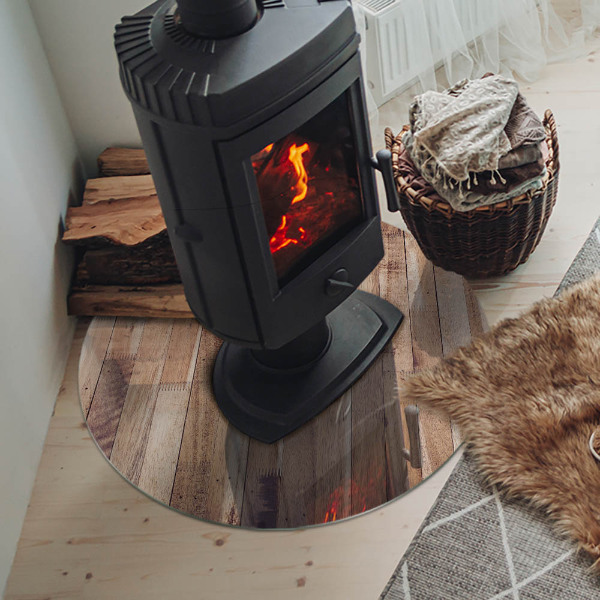 Onderplaat kachel Houten plank in de lay-out