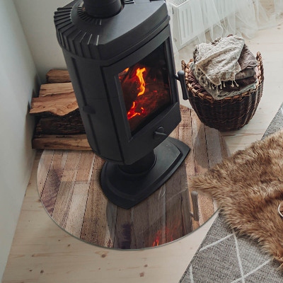 Onderplaat kachel Houten plank in de lay-out