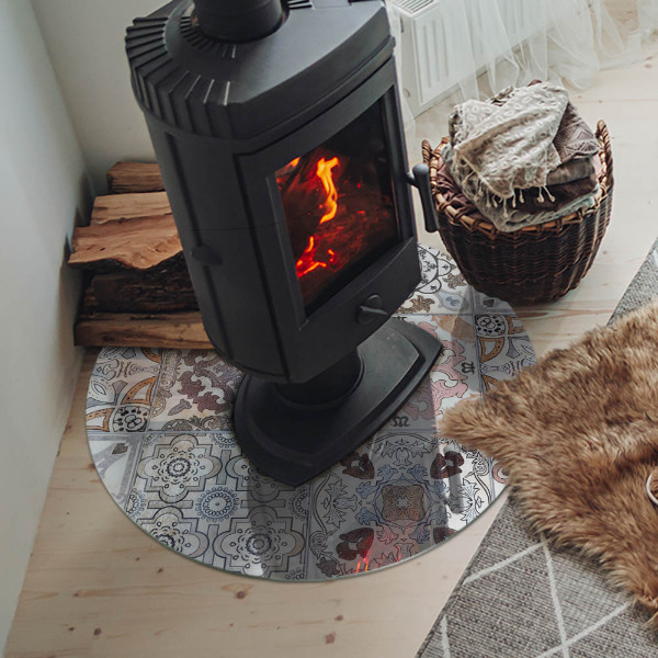 Szkło pod kominek Wzory mozaikowe w kaflach