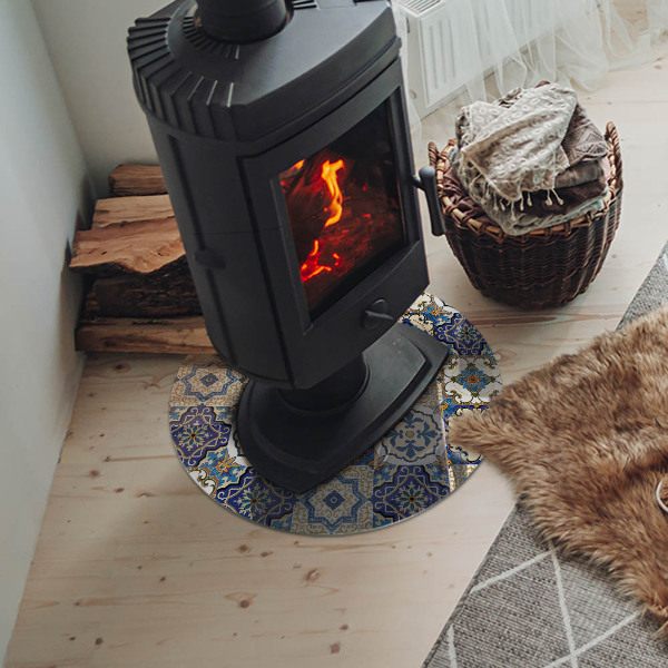 Szyba pod kominek Wzór mozaiki z kwiatami