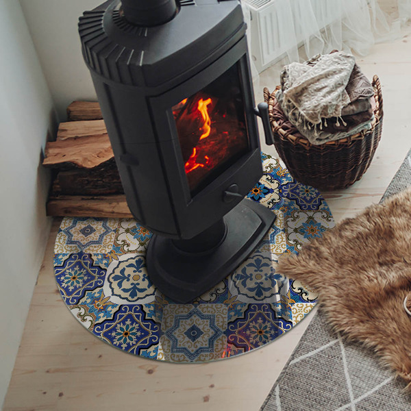 Szyba pod kominek Wzór mozaiki z kwiatami