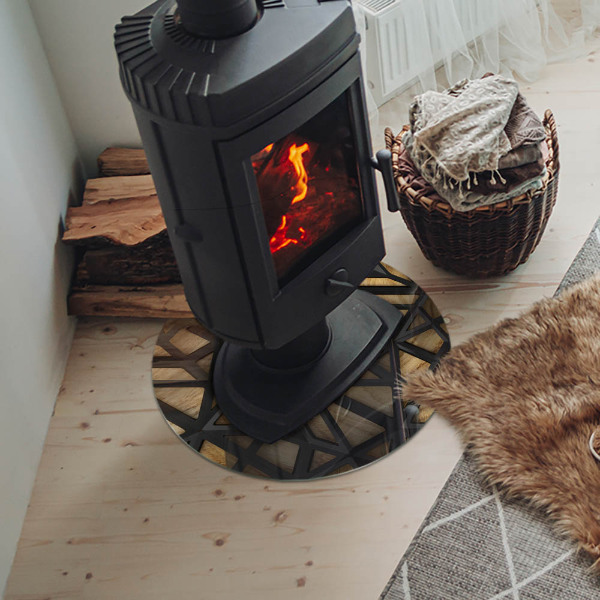 Onderplaat kachel Geometrie met hout