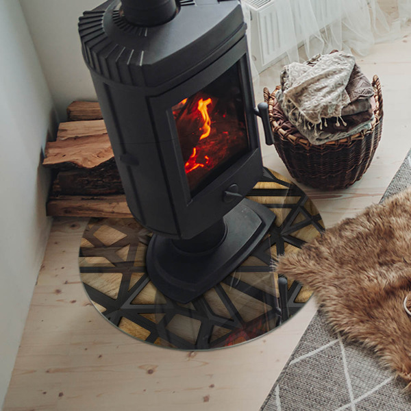 Onderplaat kachel Geometrie met hout