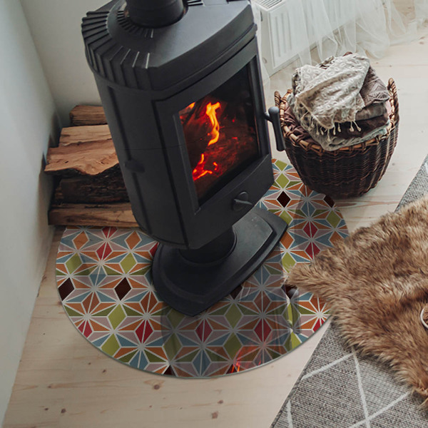 Szyba pod kominek Wielokątne wzory w siatce