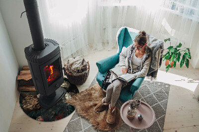 Vloerplaat voor kachel Bloemenpatroon met vlinders