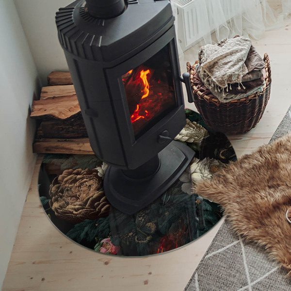 Szyba pod kominek Kwiatowy wzór z motylami