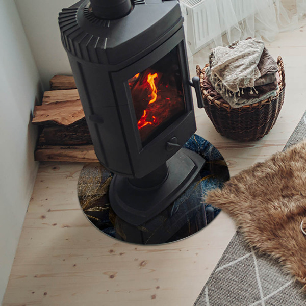 Vloerplaat voor kachel Elegante bladeren met een bijzondere textuur.