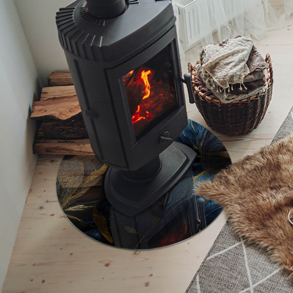 Vloerplaat voor kachel Elegante bladeren met een bijzondere textuur.