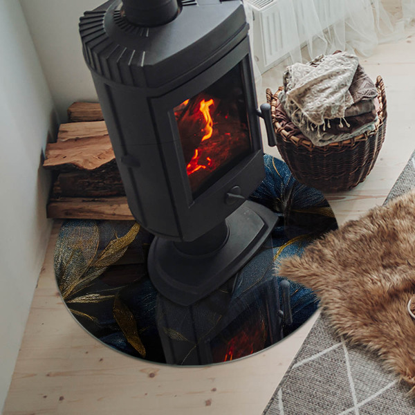 Vloerplaat voor kachel Elegante bladeren met een bijzondere textuur.