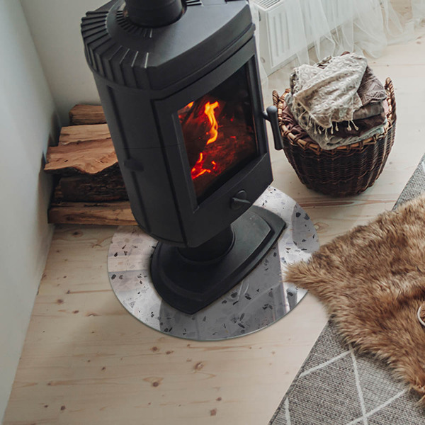 Plaat onder houtkachel Steenpatroon met deeltjes