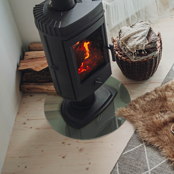 Vloerplaat voor kachel Olijfkleur