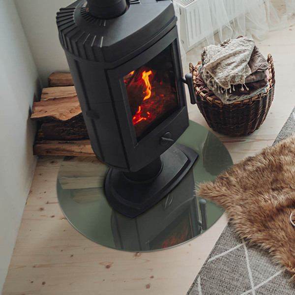 Vloerplaat voor kachel Olijfkleur