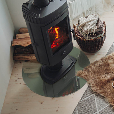 Vloerplaat voor kachel Olijfkleur