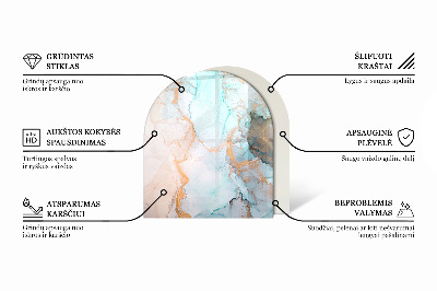 Halfronde plaat voor onder houtkachel Natuursteenpatroon