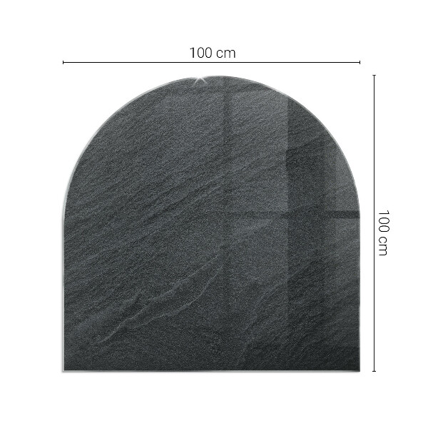 Halfronde plaat voor onder houtkachel Natuursteenpatroon