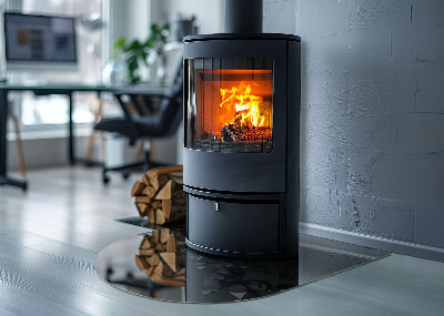 Szyba pod kominek półowalna Abstrakcyjne formy chmur w bryłach