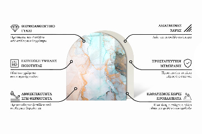 Halfronde plaat onder houtkachel Abstracte wolkvormen in vaste stoffen