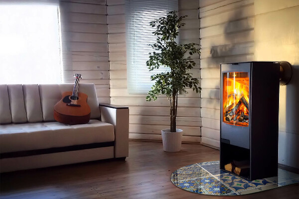 Szyba pod kominek półowalna Ceramiczne wzory na tle