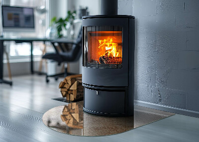 Szyba hartowana pod kominek półowalna Natura kamiennej struktury