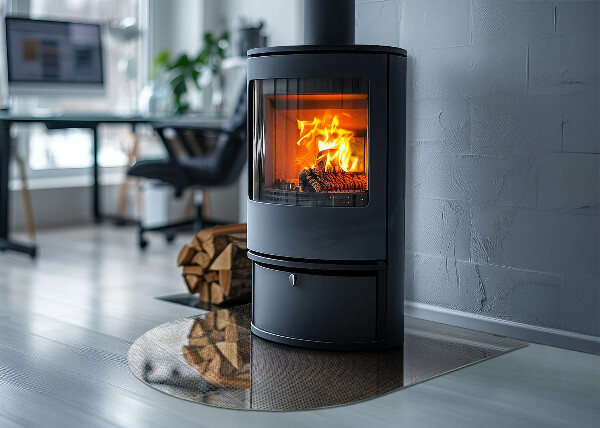 Halfronde plaat onder houtkachel Geperforeerd stalen motief