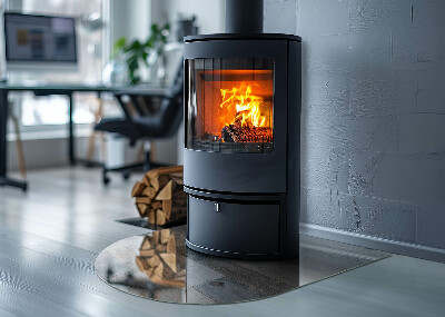 Halfronde vloerplaat openhaard Kleuren van het bord in diverse tinten.