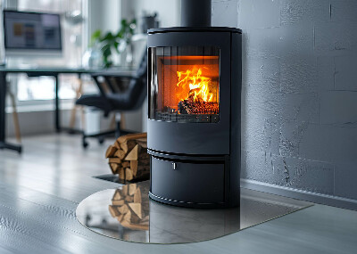 Halfronde plaat voor onder houtkachel Marmerstructuur in een elegante stijl