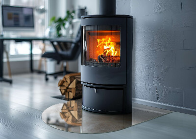 Halfronde plaat voor onder houtkachel Steenpatroon geïnspireerd door de natuur