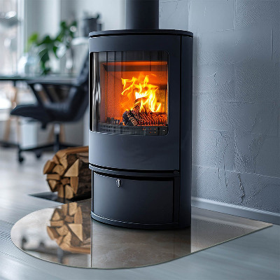 Szyba hartowana pod kominek półowalna Kamienny wzór inspirowany naturą