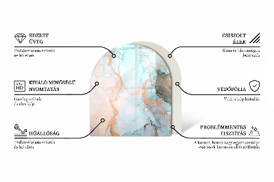 Halfronde plaat onder houtkachel Marmermotief met fijne aderen