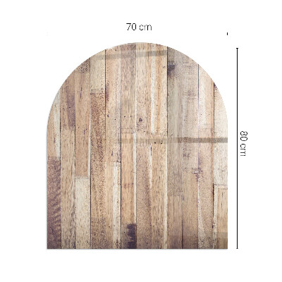 Szyba hartowana pod kominek półowalna Drewniany wzór w geometrycznym układzie