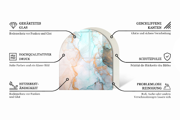 Halfronde plaat onder houtkachel Abstract patroon met gevarieerde texturen