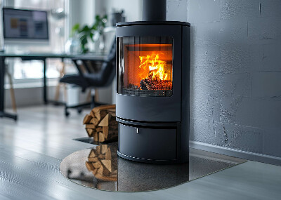 Halfronde plaat onder houtkachel Abstract patroon met gevarieerde texturen