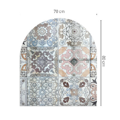 Szyba hartowana pod kominek półowalna Mozaikowe desenie w płytkach