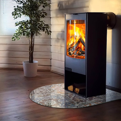 Halfronde plaat voor onder houtkachel Mozaïekpatronen in tegels