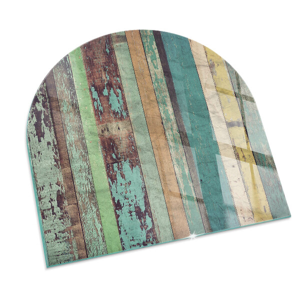 Halfronde plaat onder houtkachel Kleuren van het bord in verschillende tinten