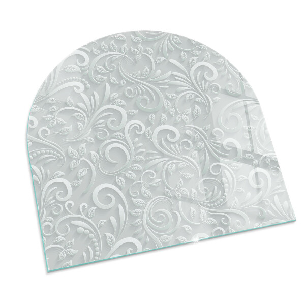 Szyba pod kominek półowalna Stylowy motyw roślinny