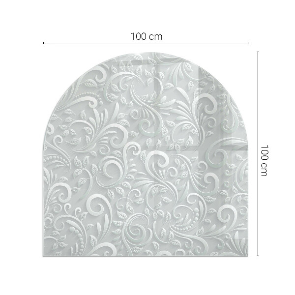 Halfronde plaat onder houtkachel Stijlvol plantenmotief