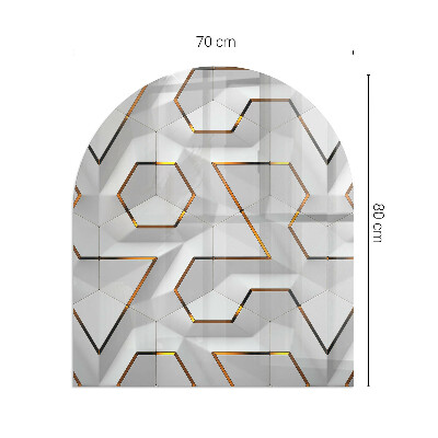 Szyba pod kominek półowalna Wzór trójwymiarowych kształtów