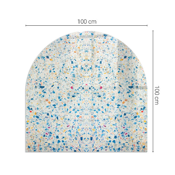 Halfronde plaat voor onder houtkachel Abstract textuurmotief