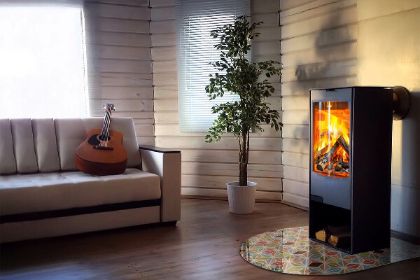 Szyba pod kominek półowalna Wzory wielokątne w sieci