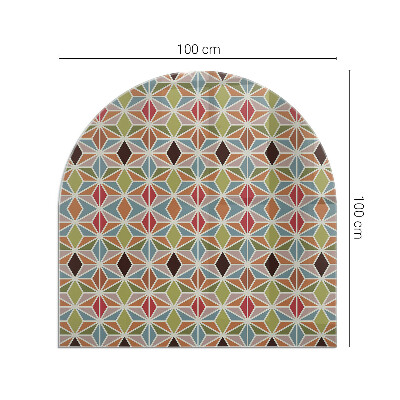 Halfronde plaat onder houtkachel Veelhoekige patronen op het web